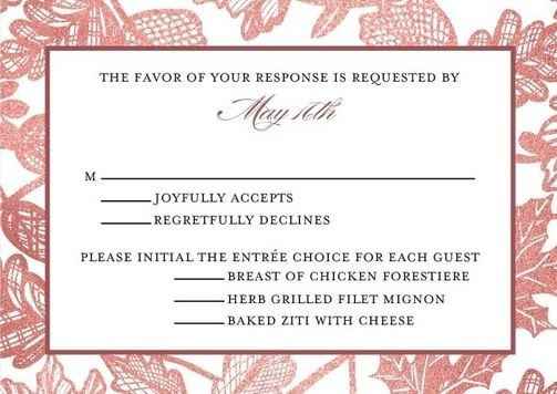 Response Card wording.