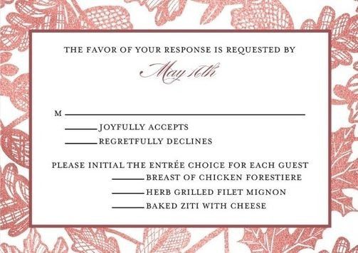 Response Card wording.