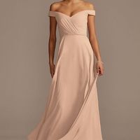 David's Bridal Sand Color Bridesmaid Dress - 1