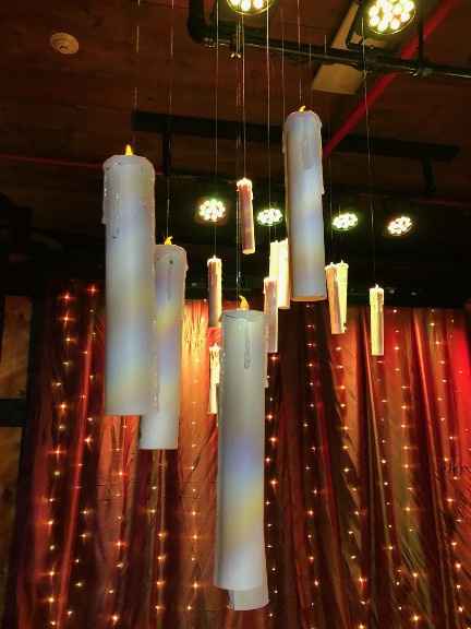 close up of floating candles