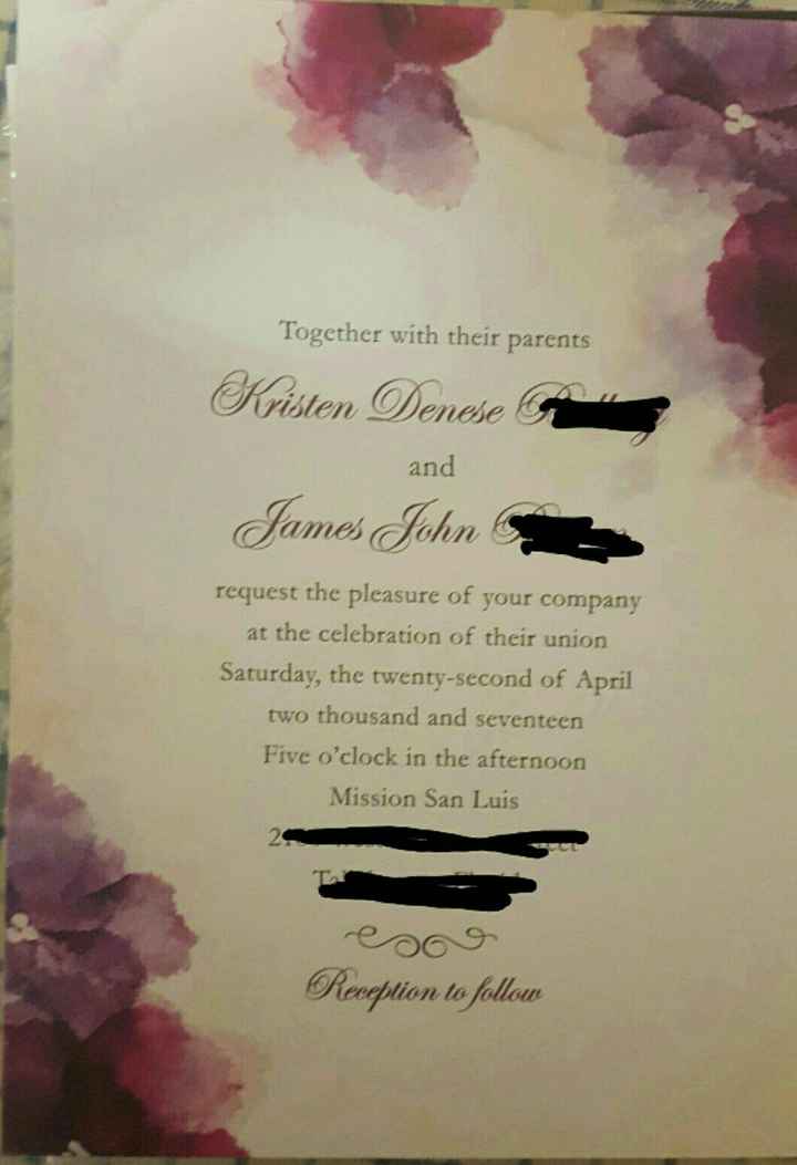 So my invitations came in!