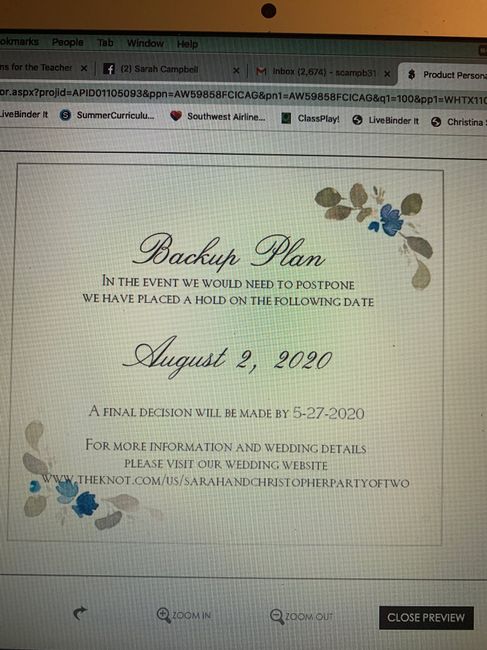 Alternate Plan: Two dates? 1