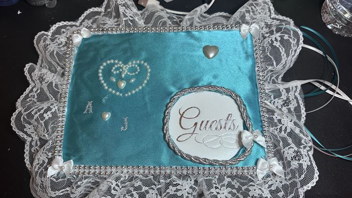 I wanted to match the Guess Book to our colors and give it a little touch of personalized.