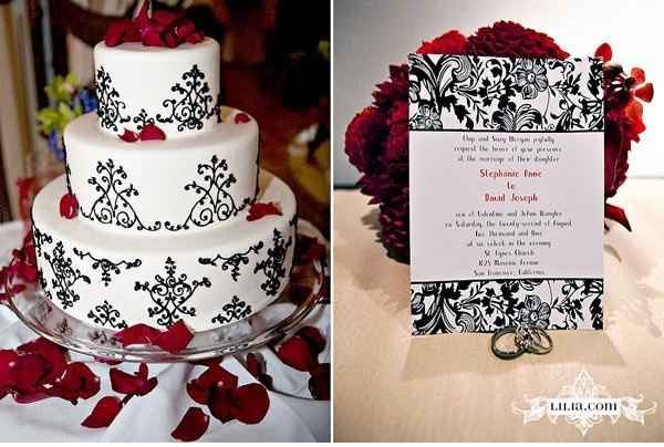 Black/Red Damask Wedding