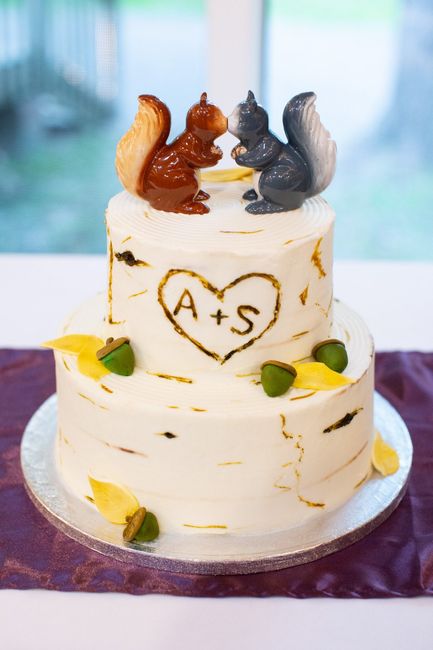 Our cake. The toppers are salt and pepper shakers :)