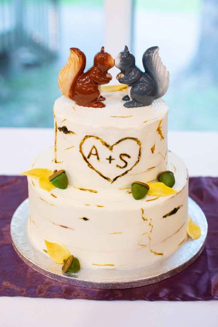 Our cake. The toppers are salt and pepper shakers :)