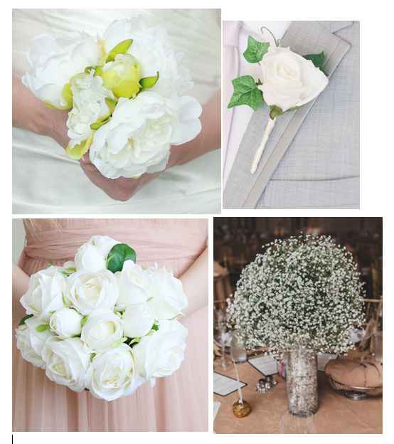 Wedding party is wearing eggplant and charcoal, I'm wearing blush so no purple bouquets