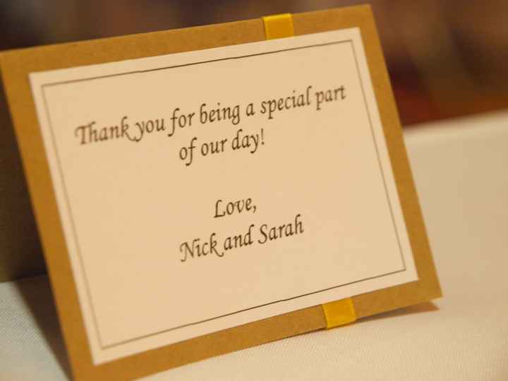 Thank you notes at tables?