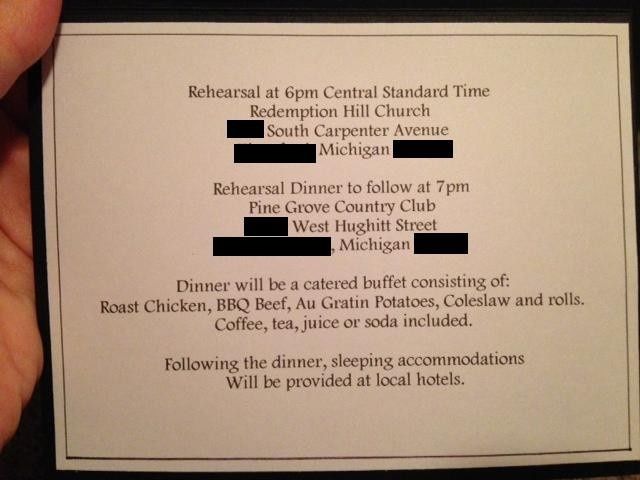 Rehearsal Dinner invites...