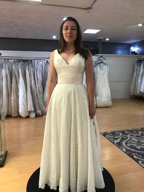 Dress Fitting! A-line, cathedral train, American bustle 3