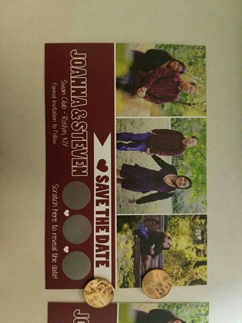 Scratch off save the dates and lucky pennies!