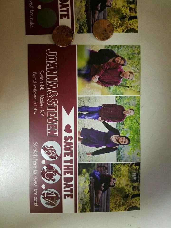 Scratch off save the dates and lucky pennies!