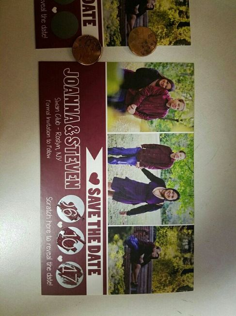 Scratch off save the dates and lucky pennies!