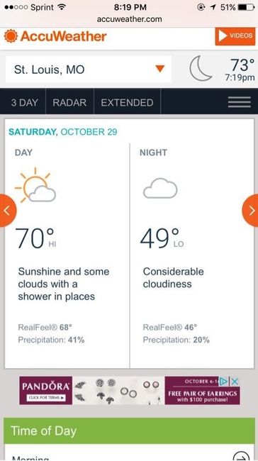 Just for fun: Post a screenshot of the weather forecast for your wedding day!