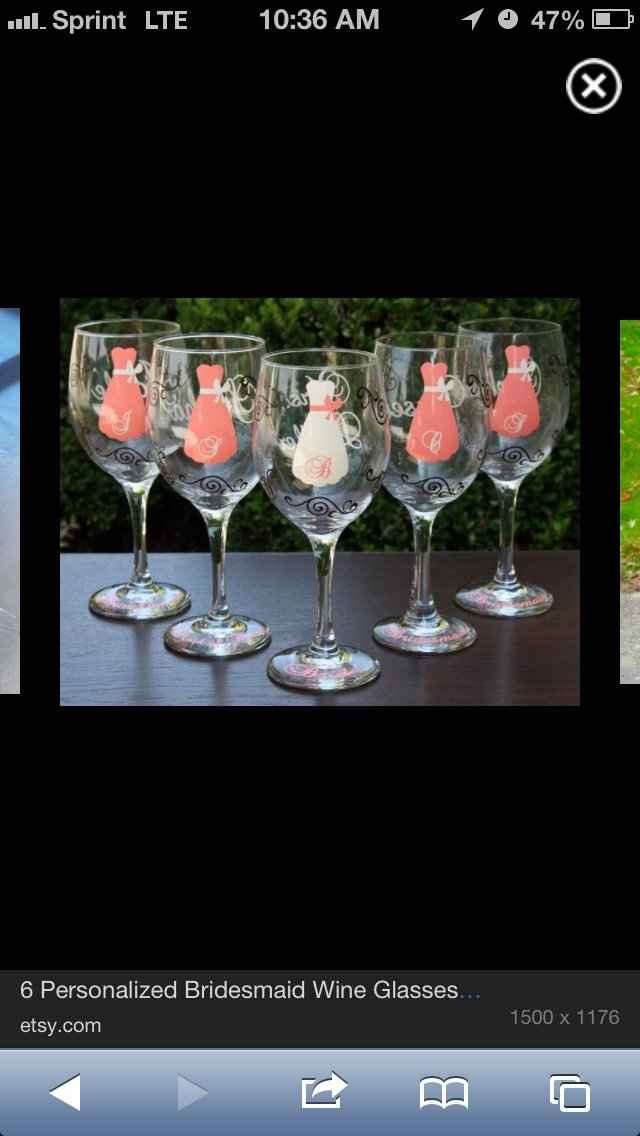 Bridesmaid gifts etching wine glasses