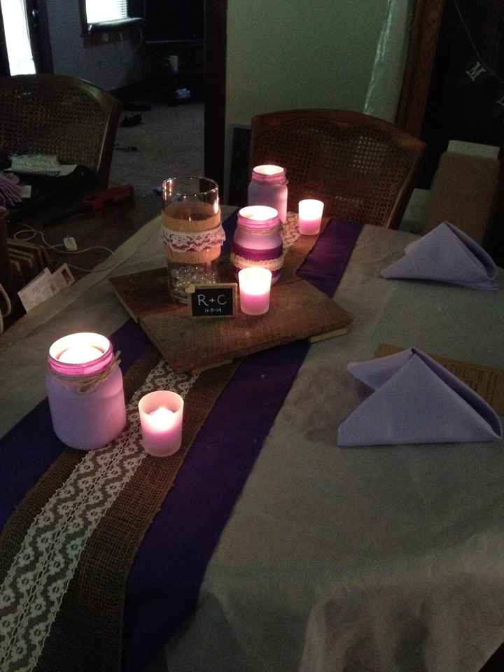 Our (sort of) mock-up table settings... what do you think?? (pics)