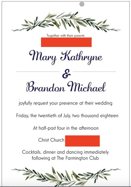 Reception Card Examples 2