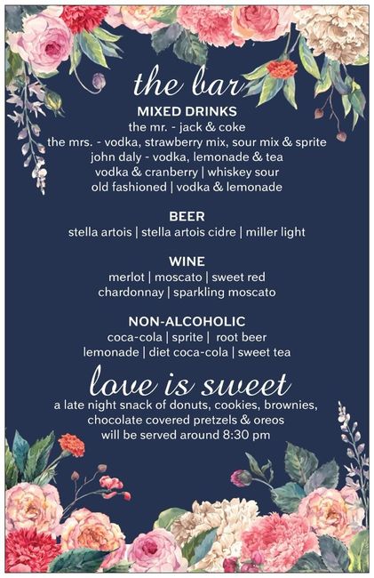 Wedding food menu cards 3