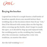 "Burying the Bourbon" for sunny skies on the big day!