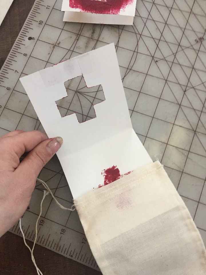 I just cut out a medical cross and made 2 templates out of leftover cardstock
