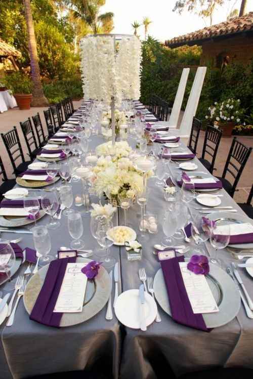 colored linens, simple white flower centerpieces (not $$$)
