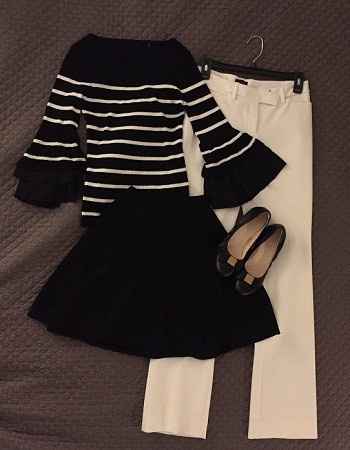 New shoes & top, old pants & skirt -- this works!