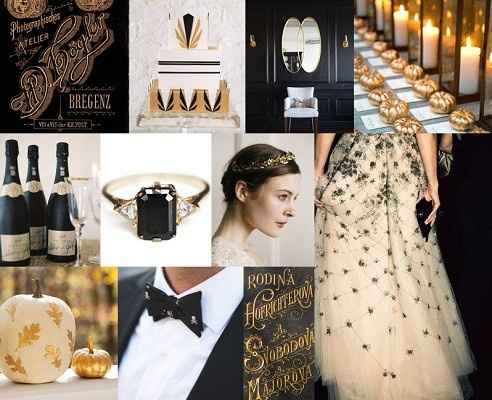black, gold, white