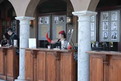 decorated bar & staff dressed up! (on their own and we gave some accessories)