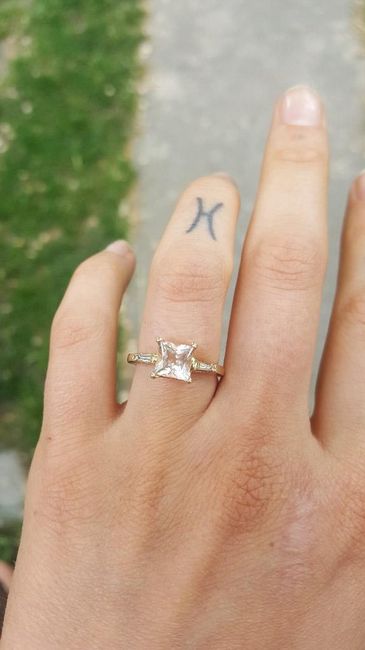 This is a combination of old and new. The band and baguette diamonds were from my grandma's first en
