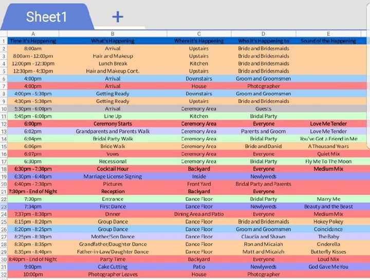 6Pm Wedding Timeline - 1