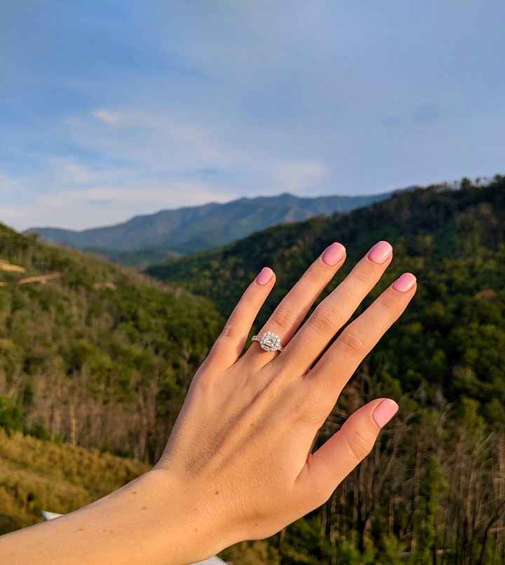 Got engaged in Gatliburg, TN. Beautiful ring and a beautiful setting!