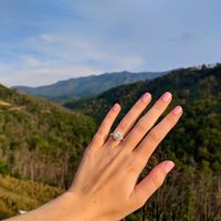 Got engaged in Gatliburg, TN. Beautiful ring and a beautiful setting!