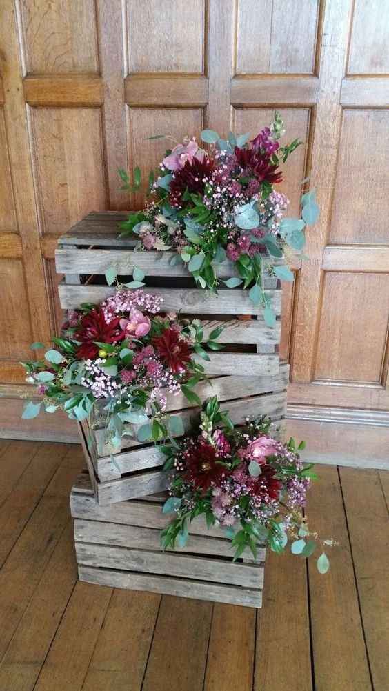 Wooden Crates with Flowers