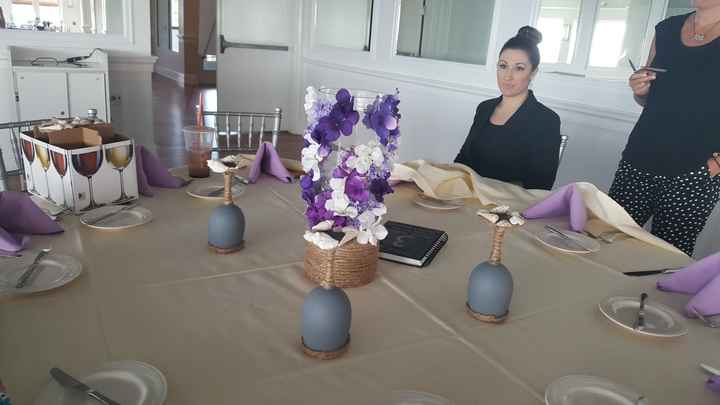 Final table mock up (sans the votives for the 4 wine glasses and the book stand)