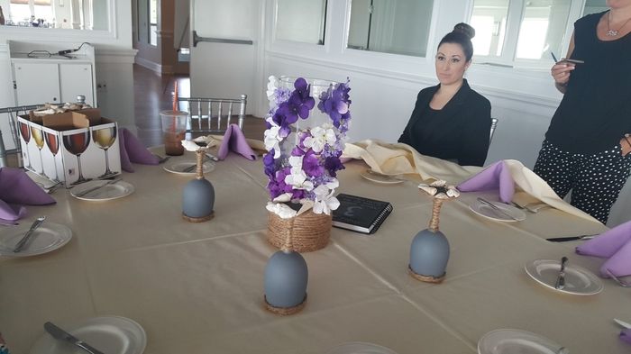 Final table mock up (sans the votives for the 4 wine glasses and the book stand)