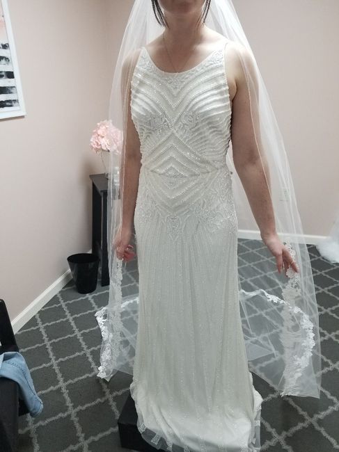 Does your wedding dress have lace, beading, or both? 5