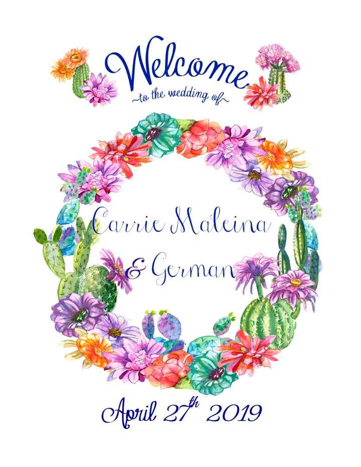 Welcome sign for reception