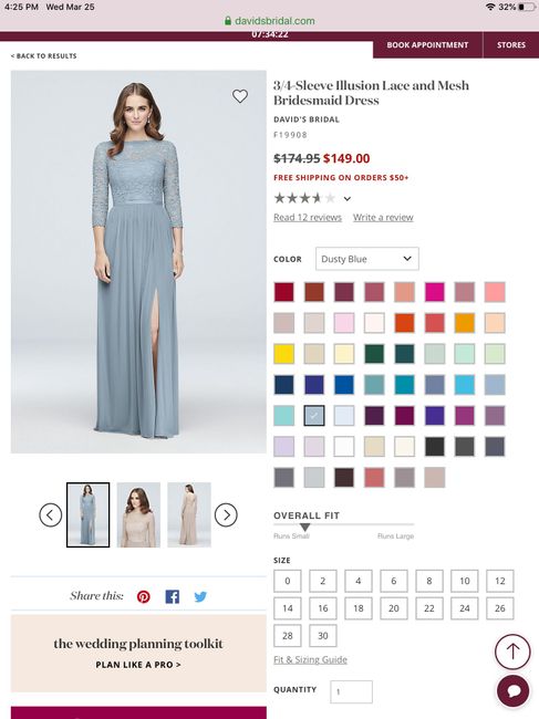 Bridesmaid dresses sold out. 1