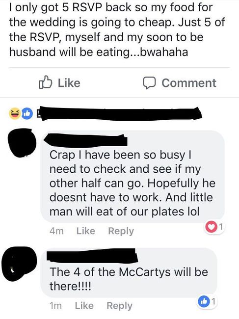 Passive aggressive RSVP FB Post.