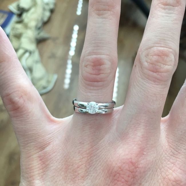 Show me your solitaire engagement rings with plain metal wedding bands.