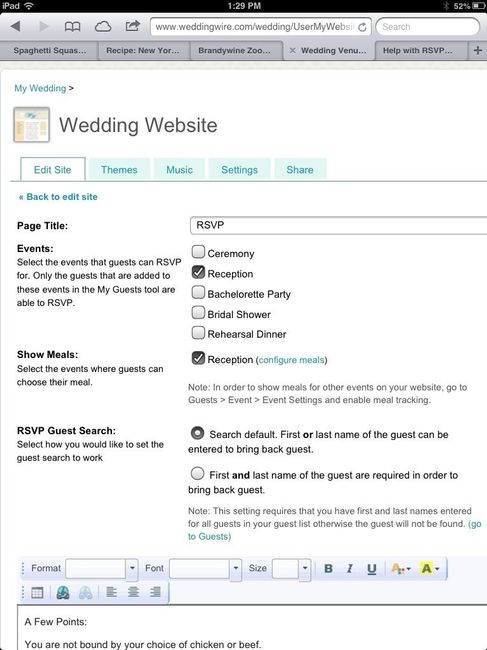 Help with RSVP tool for WW website