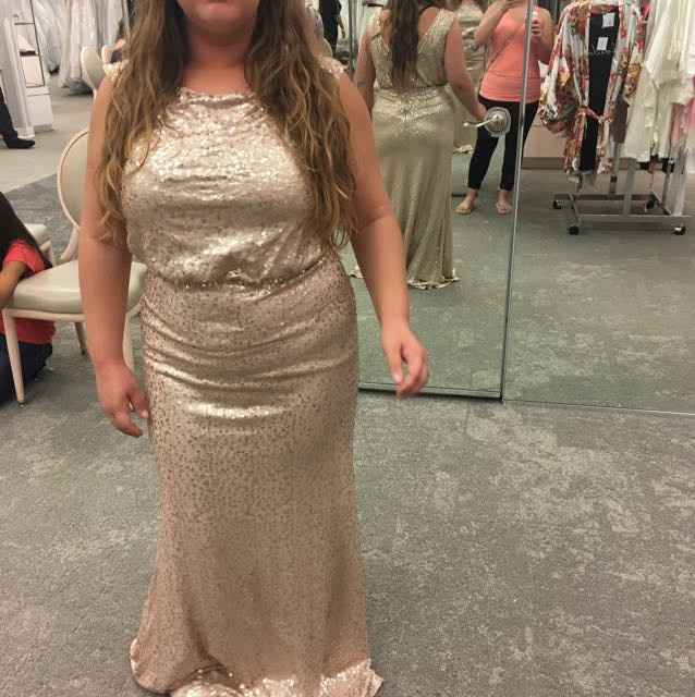 David's bridal gold deals sequin bridesmaid dress
