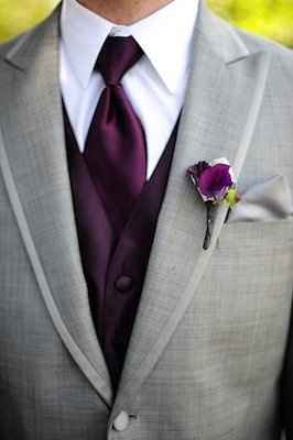 FH is wearing a Grey tux