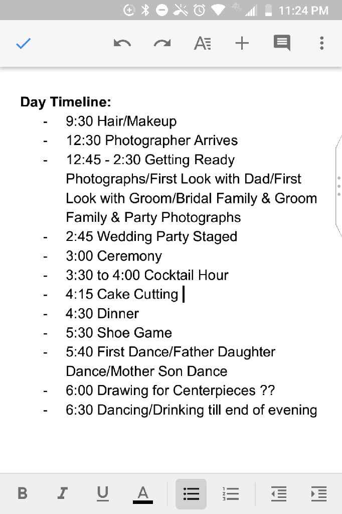 Wedding Day Timeline - 1