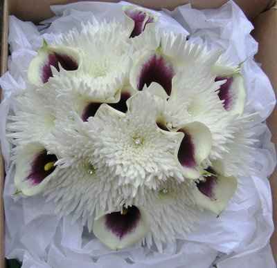 Flower bouquet with mums and Calla lilies?