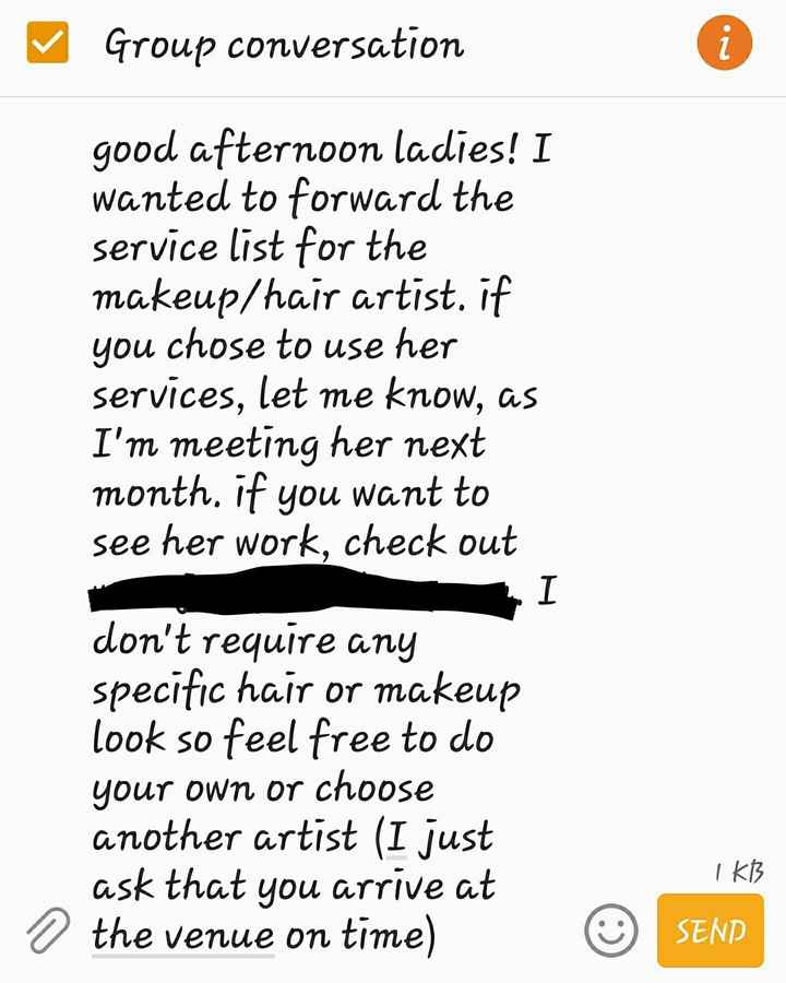 How to let the Bridesmaids know that they are responsible for hair and makeup?