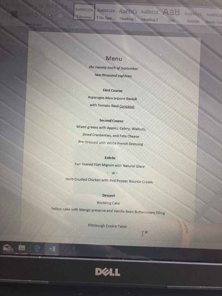 Reception menu card - 1
