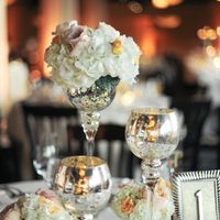 Gold mercury glass hurricane pillars