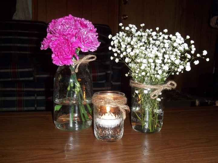 Mason Jar Centerpieces w/pictures (updated)