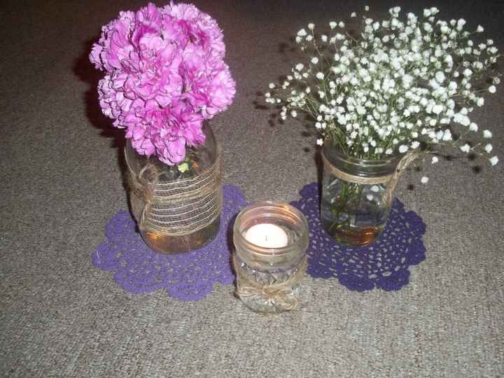 Mason Jar Centerpieces w/pictures (updated)